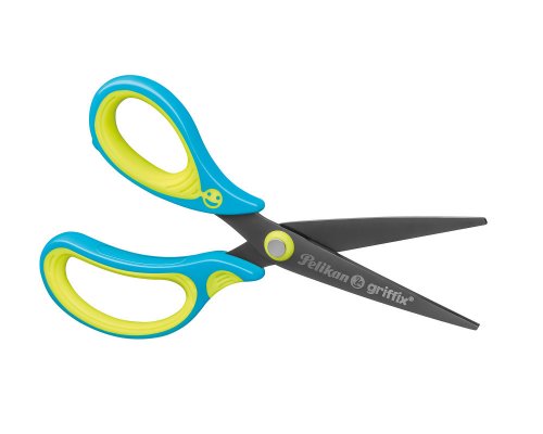 Pelikan griffix Schere spitz, Neon Fresh Blue für Linkshänder
