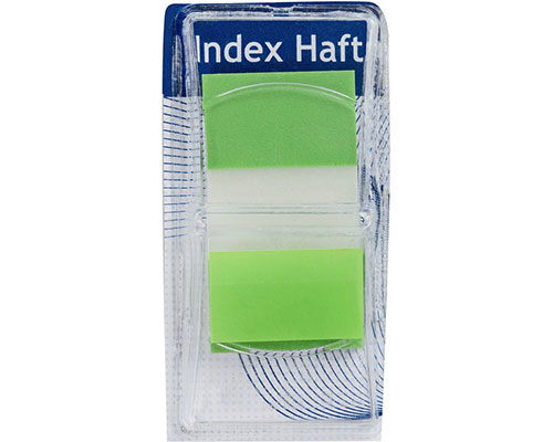 50 Index Haftmarker 25 x 43 mm, Farbe grün, im Spender von Office Point