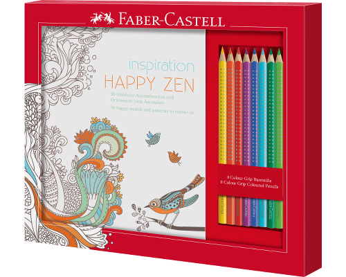 Faber-Castell Ausmalset Happy Zen inkl. 8 Colour GRIP Buntstifte
