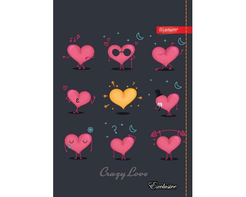 Kladde/ Notizbuch "Exclusive" - A5 - Motiv: crazy love - liniert