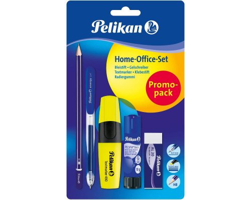 Pelikan Home-Office-Set mit Bleistift, Gelschreiber, Textmarker, Klebestift, Radiergummi