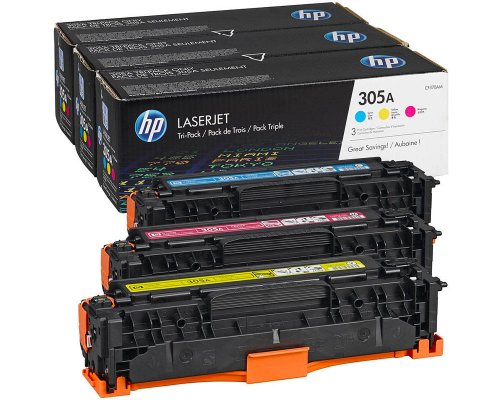 Original HP-3-TonerCF370AM 305A Cyan, Magenta, Gelb jetzt kaufen