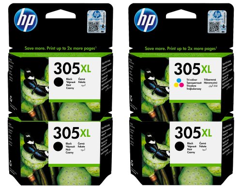 3 x HP 305XL Tinte schwarz + 1 x HP 305XL Tinte color jetzt kaufen (3 x4ml + 5 ml) Original-Druckerpatronen im Sparset