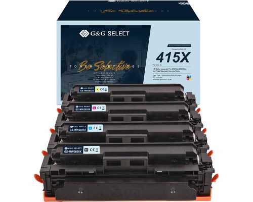 Kompatibel mit HP 415X / Kombipack (MIT CHIP und Füllstandanzeige) XL-Premium-Toner Schwarz, Cyan, Magenta, Gelb jetzt kaufen - Marke: G&G Select