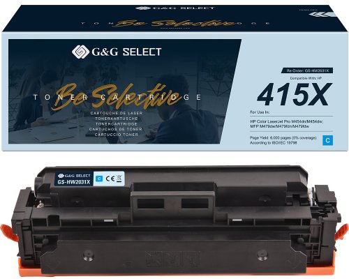 Kompatibel mit HP 415X / W2031X (MIT CHIP und Füllstandanzeige) XL-Premium-Toner Cyan [modell] - Marke: G&G Select
