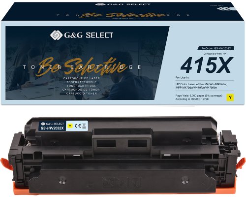 Kompatibel mit HP 415X / W2032X (MIT CHIP und Füllstandanzeige) XL-Premium-Toner Gelb [modell] - Marke: G&G Select