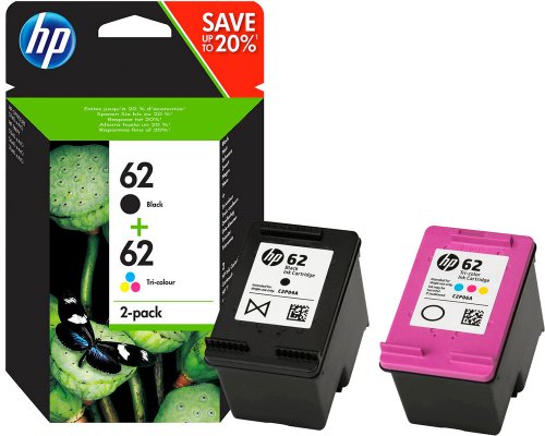HP 62 Schwarz & HP 62 Color Druckerpatronen Multipack (N9J71AE) jetzt kaufen (200 Seiten schwarz, 165 Seiten color)