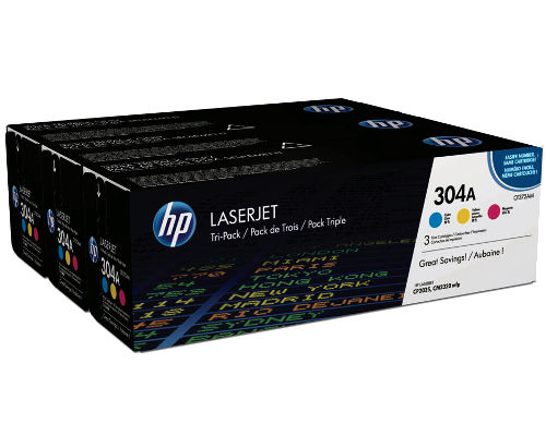 Original HP Toner-Set: CF372AM 304A 1x Cyan, 1x Magenta, 1x Gelb [modell]