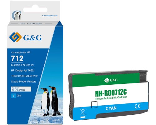 Kompatibel mit HP 712 XL Tinte (3ED67A) jetzt kaufen permanent und wasserfest (29 ml) cyan - Marke G&G