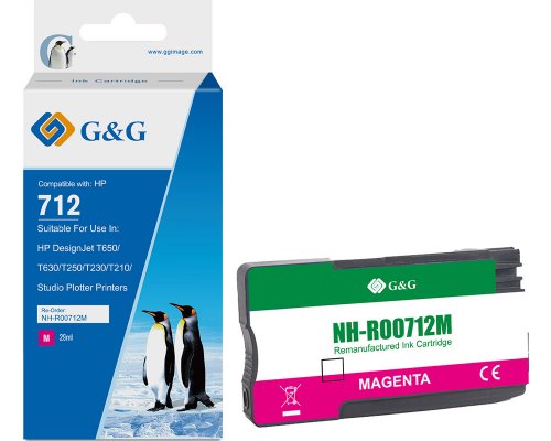 Kompatibel mit HP 712 XL Tinte (3ED68A) jetzt kaufen permanent und wasserfest (29 ml) magenta - Marke G&G