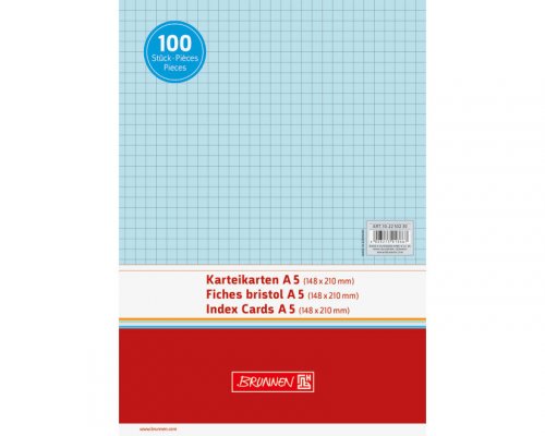 Karteikarten A5, kariert, 100 Stk. blau