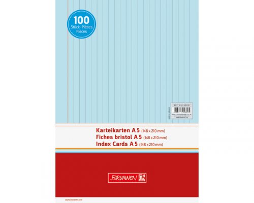 Karteikarten A5, liniert, 100 Stk. blau