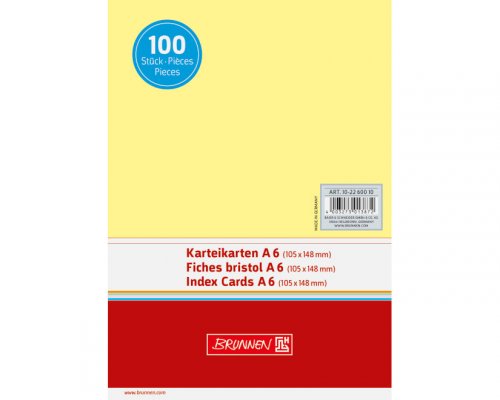 Brunnen Karteikarten A6, blanko, 100 Stk. Gelb