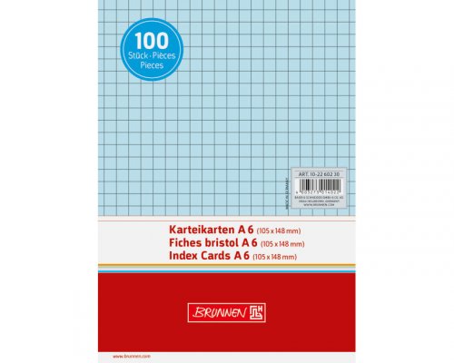 Karteikarten, A6, kariert, 100 Stk. blau
