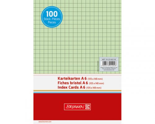 Karteikarten, A6, kariert, 100 Stk. grün