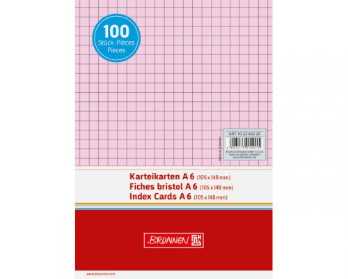 Karteikarten, A6, kariert, 100 Stk. rot