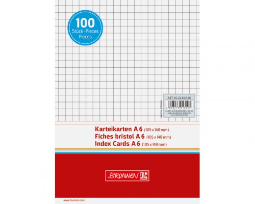 Karteikarten, A6, kariert, 100 Stk. weiß