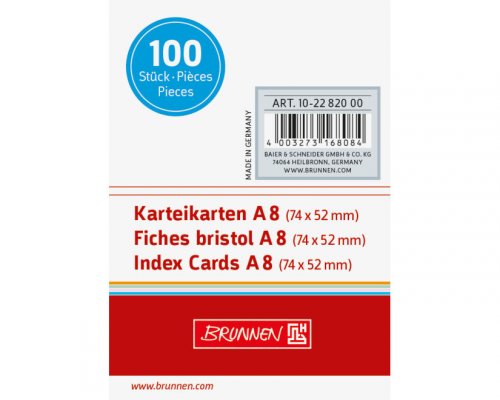 Brunnen Karteikarten A8, blanko, 100 Stk. weiß