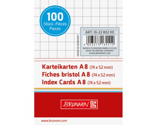 Karteikarten A8, kariert, 100 Stk. weiß