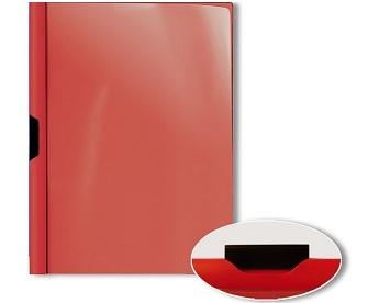 Klemmmappe, Klemmhefter aus Kunststoff, DIN-A4, Farbe: rot, Schwarze Klemme