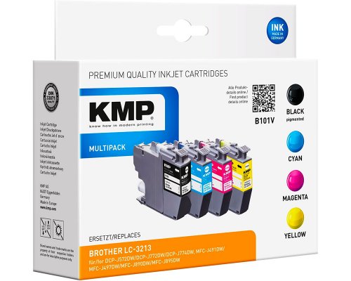 KMP B101V Druckerpatronen Kompatibel mit Brother LC-3213VAL je 1x Schwarz, Cyan, Magenta, Gelb jetzt kaufen