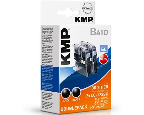 KMP B41D Doppelpack: 2 Druckerpatronen als Ersatz für Brother LC-123BK jetzt kaufen  schwarz