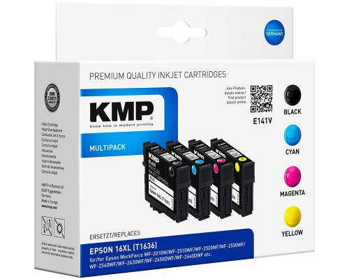 KMP E141V Druckerpatronen Multipack als Ersatz für Epson 16XL jetzt kaufen  schwarz, cyan, magenta, gelb