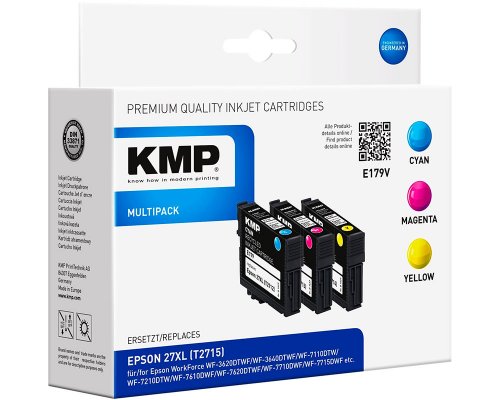 KMP E179V Multipack: 3 kompatible XL-Druckerpatronen ersetzen Epson T2715 Cyan, Magenta, Gelb jetzt kaufen
