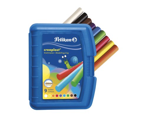 Pelikan Wachsknete Creaplast®, Kinderknete, Box mit 9 verschiedenen Farben
