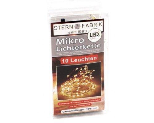 LED Lichterkette mit 10 Mikro LEDs, warmweiß, batteriebetrieben, 105 cm