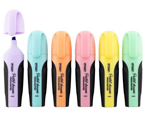Textmarker, pastell, 6 Farben sortiert