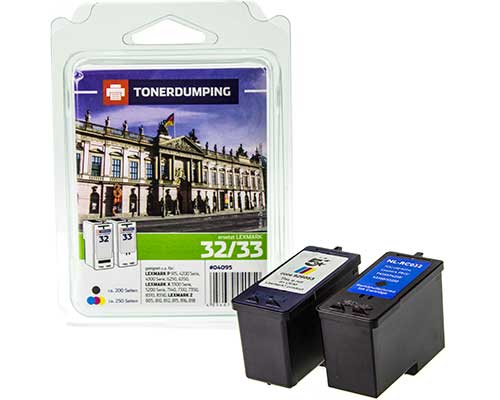 Kompatibel mit Lexmark 32 / 33 Druckerpatronen Multipack 1x Schwarz + 1x Farbe jetzt kaufen von TONERDUMPING