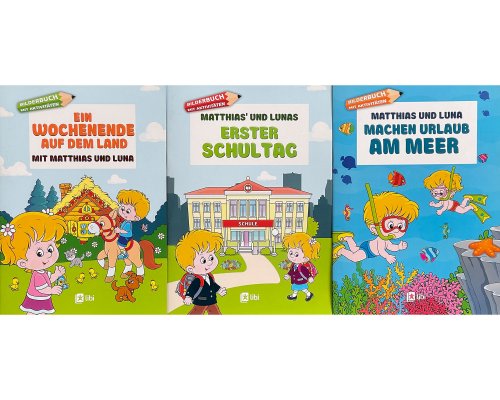 3er-Set Lernbücher ab 6 Jahren: Erster Schultag, Ein Wochenende auf dem Land, Urlaub am Meer
