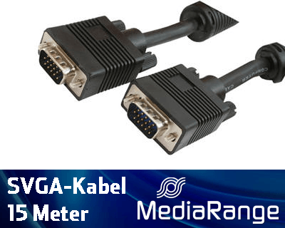 SVGA Monitor Kabel 15m Schwarz 2xStecker von MediaRange MRCS112