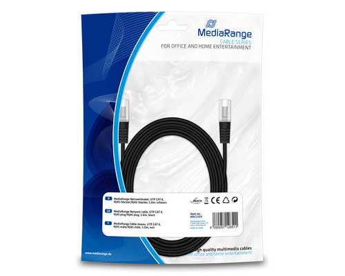 Netzwerkkabel/ Patchkabel CAT6 bis 1GBit, RJ45, Schwarz, 5m von MediaRange MRCS104