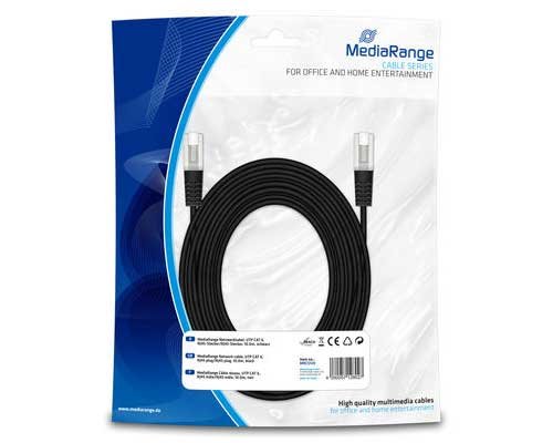 Netzwerkkabel/ Patchkabel CAT6 bis 1GBit, RJ45, Schwarz, 10m von MediaRange MRCS120