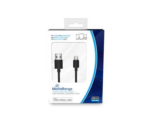 MediaRange Ladekabel / Datenkabel, USB 2.0 auf Apple Lightning®-Stecker, 1.0m, Schwarz MRCS137 - Made For iPhone