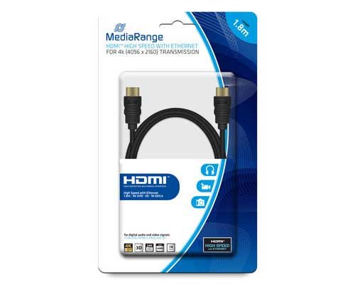 MediaRange HDMI Kabel 1,8m vergoldete Stecker (18 GB/s) MRCS156
