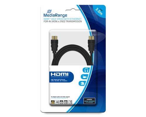 MediaRange HDMI Kabel 3m vergoldete Stecker (18 GB/s) MRCS157