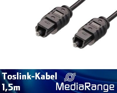 Toslink Kabel (LWL) 2,2mm Durchmesser, 1,5m lang MediaRange MRCS133