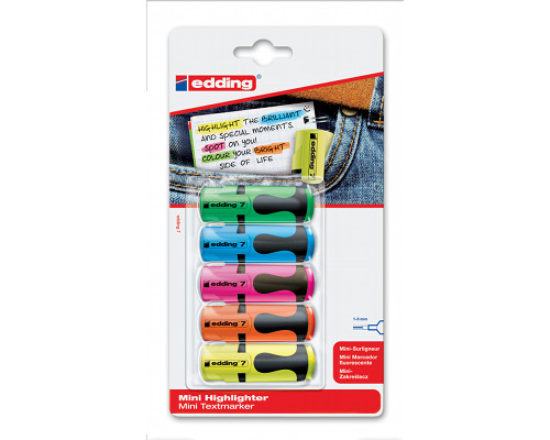 5 Mini-Textmarker edding 7, 1-3 mm - Neonset