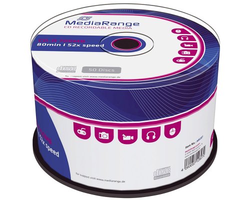 MediaRange CD-Rohlinge-Spindel, einmalig beschreibbar, 80Min./ 700MB/ 52x Inhalt: 50 CDs MR207