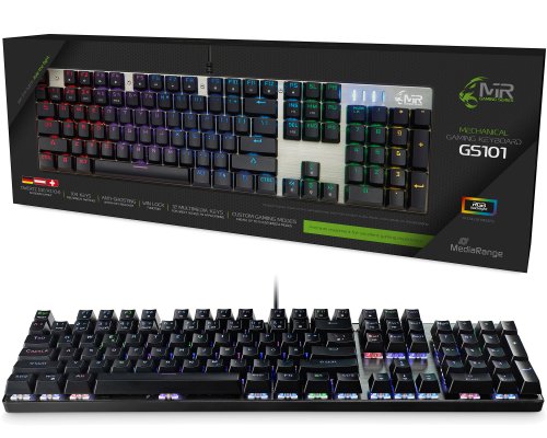 MediaRange Gaming Series MRGS101 Kabelgebundene 104-Tasten-Gaming-Tastatur mit 14 Farbmodi QWERTZ (deutsch)