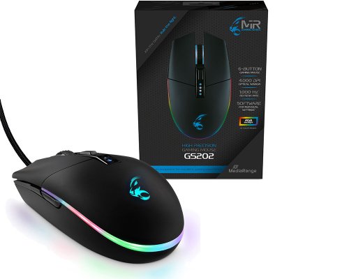MediaRange Gaming Series MRGS202 Kabelgebundene 6-Tasten-Gaming-Mouse mit RBG-Beleuchtung
