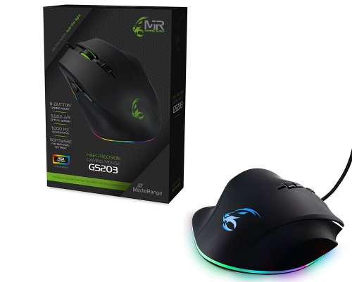MediaRange Gaming Series MRGS203 Kabelgebundene 8-Tasten-Gaming-Mouse mit RBG-Beleuchtung
