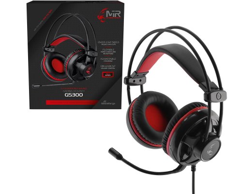 MediaRange Gaming Series MRGS300 Kabelgebundenes 5.1 Surround Sound Gaming Headset mit Lautstärkeregler und roter LED-Beleuchtung