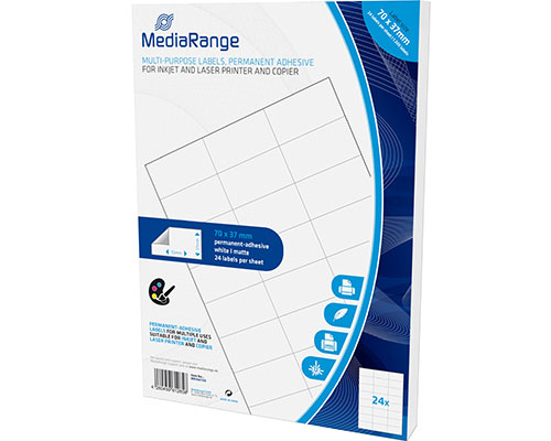 1200 MediaRange Etiketten, stark haftend, 70 x 37 mm, weiß