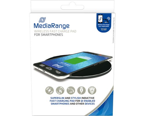 MediaRange kabelloses Ladegerät für Qi-fähige Smartphones mit 15W Schnellladefunktion MRMA118
