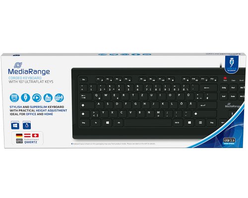 MediaRange kabelgebundene Tastatur deutsch (QWERTZ) schwarz ultraflache Tasten MROS101