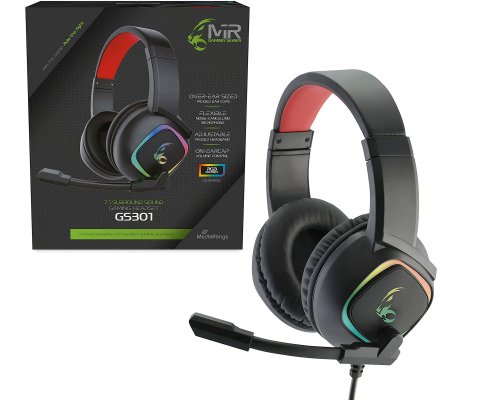 MediaRange Gaming Series MRGS301 Kabelgebundenes 7.1 Surround Sound Gaming Headset mit Lautstärkeregler und RGB Hintergrund-Beleuchtung